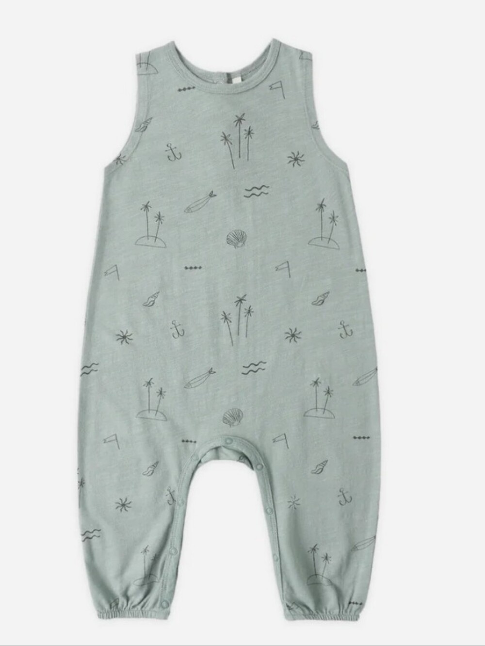 Rylee + Cru Mint Sage Sleeveless Printed Romper